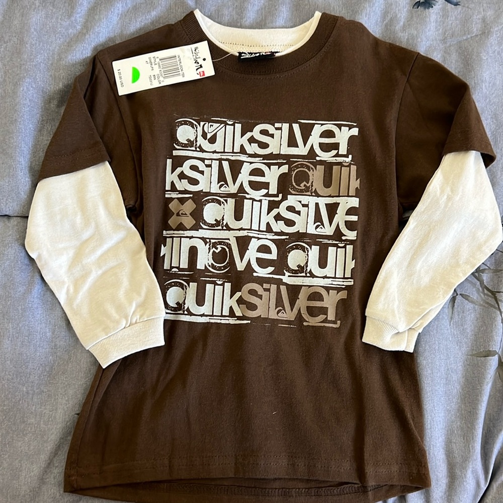 BNWT long sleeved quicksilver shirt in brown and tan size 4T